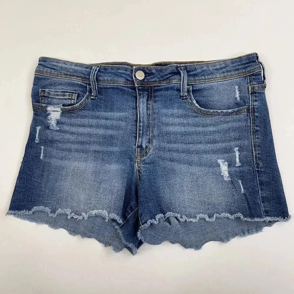 Vervet Mid-Rise Raw Hem Jean Shorts - Picture 1 of 9